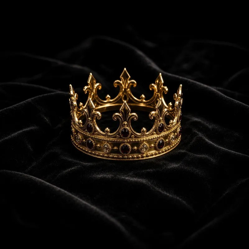Gold crown on black velvet